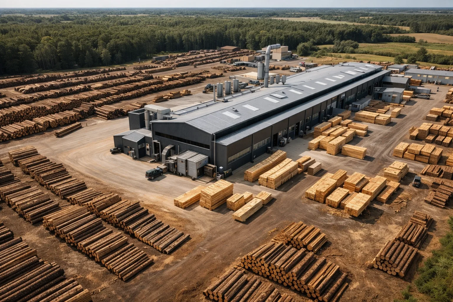 Tartak Zębowo - widok z lotu ptaka na zakład produkcyjny